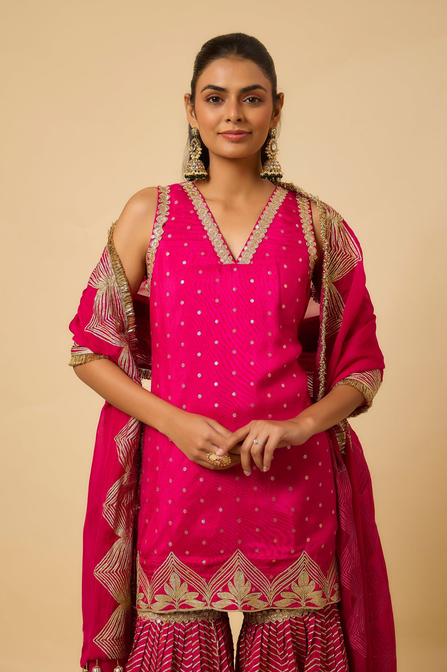 Rani Pink Kurta, Pant and Dupatta
