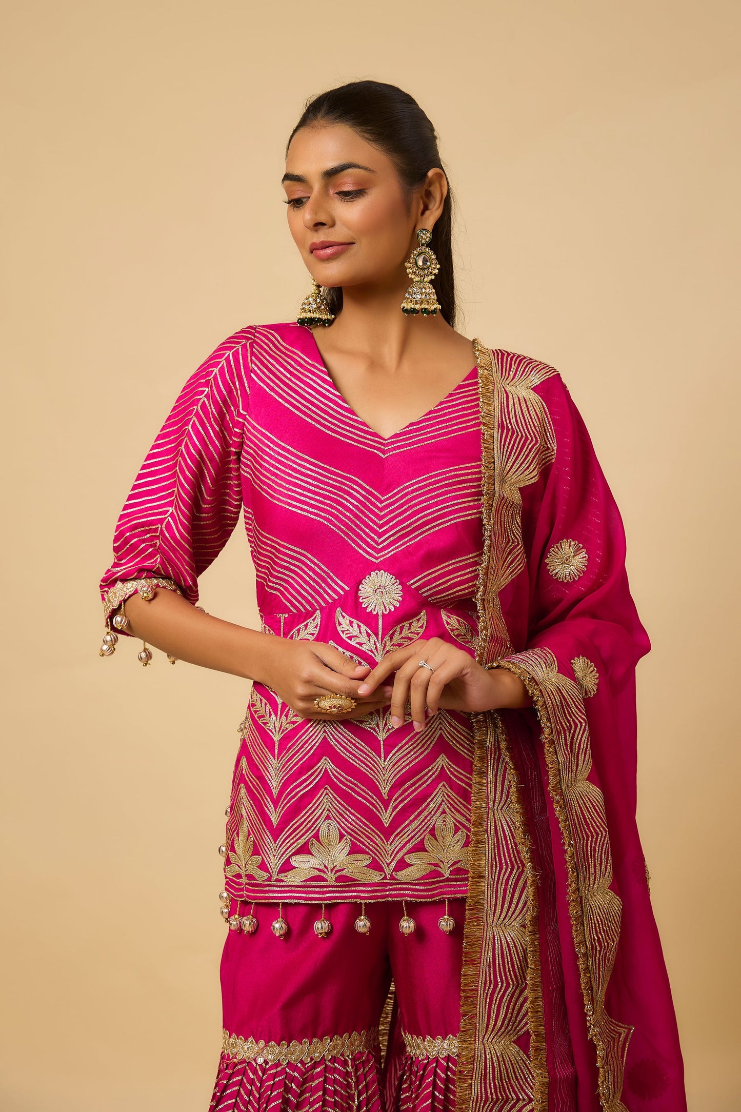 Fuschia Pink Sharara, kurta & Dupatta