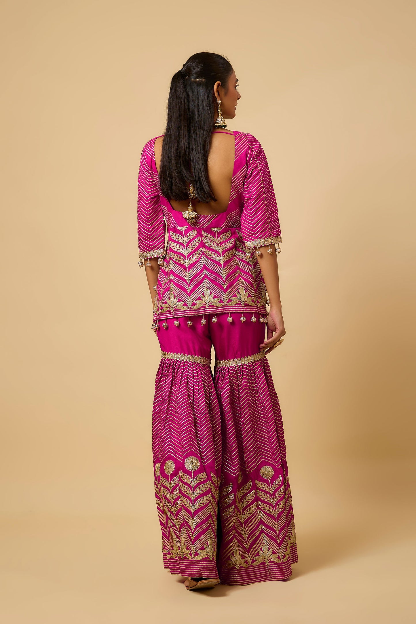 Fuschia Pink Sharara, kurta & Dupatta