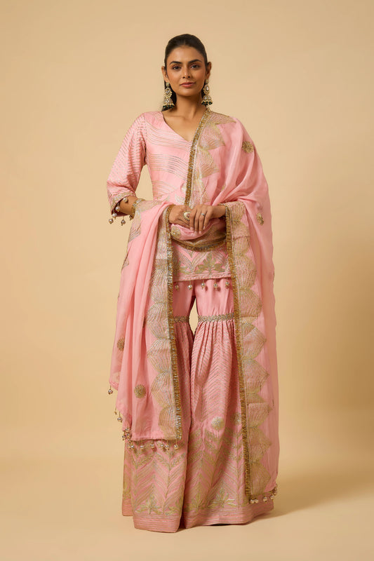 Rani - Sharara, kurta & Dupatta - Salmon Pink