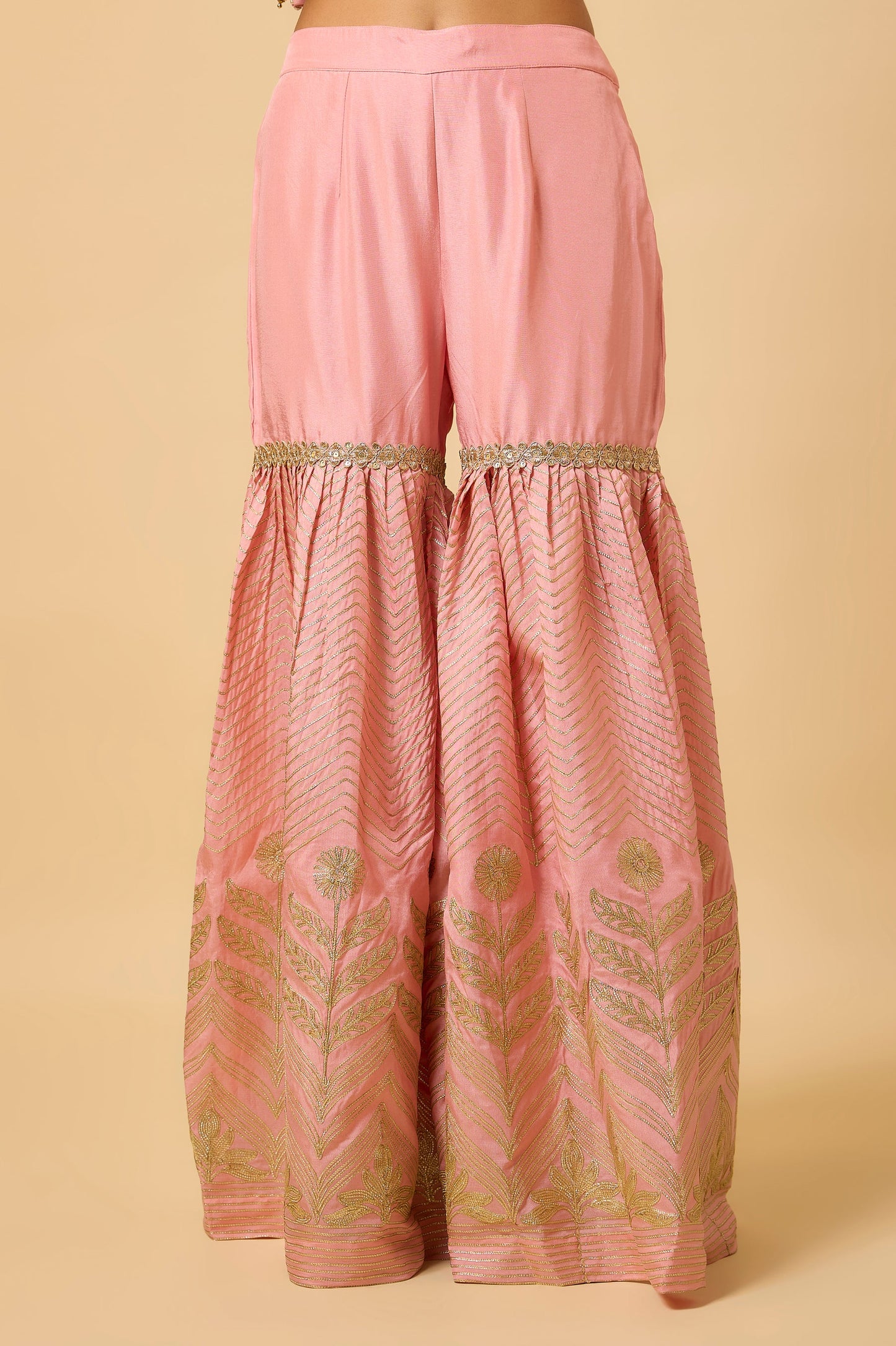 Salmon Pink Silk Kurta, Pant and Dupatta