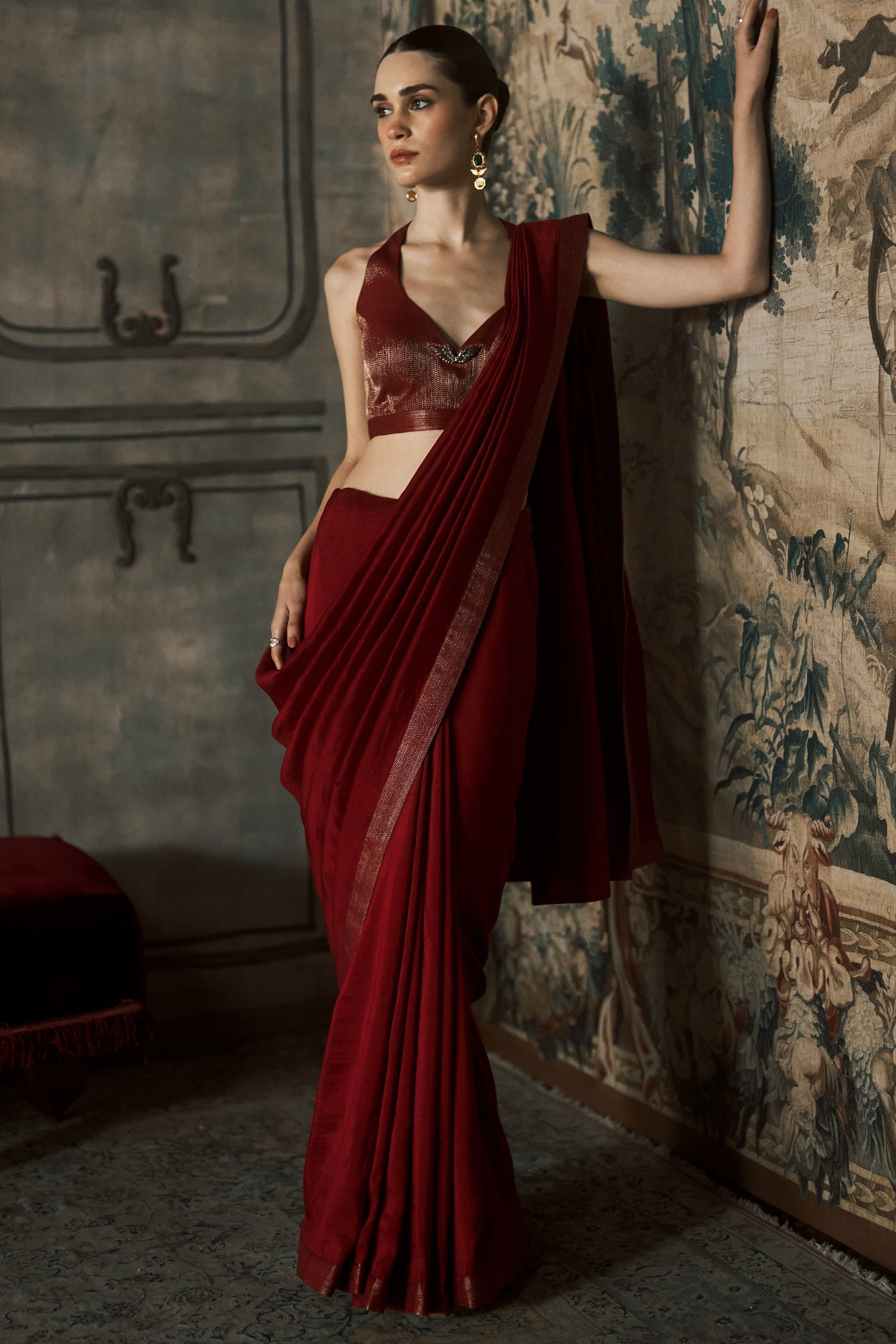 The Garavani Winged Scarlet Silk Saree