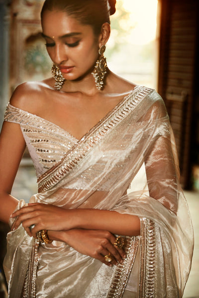 Embroidered saree look