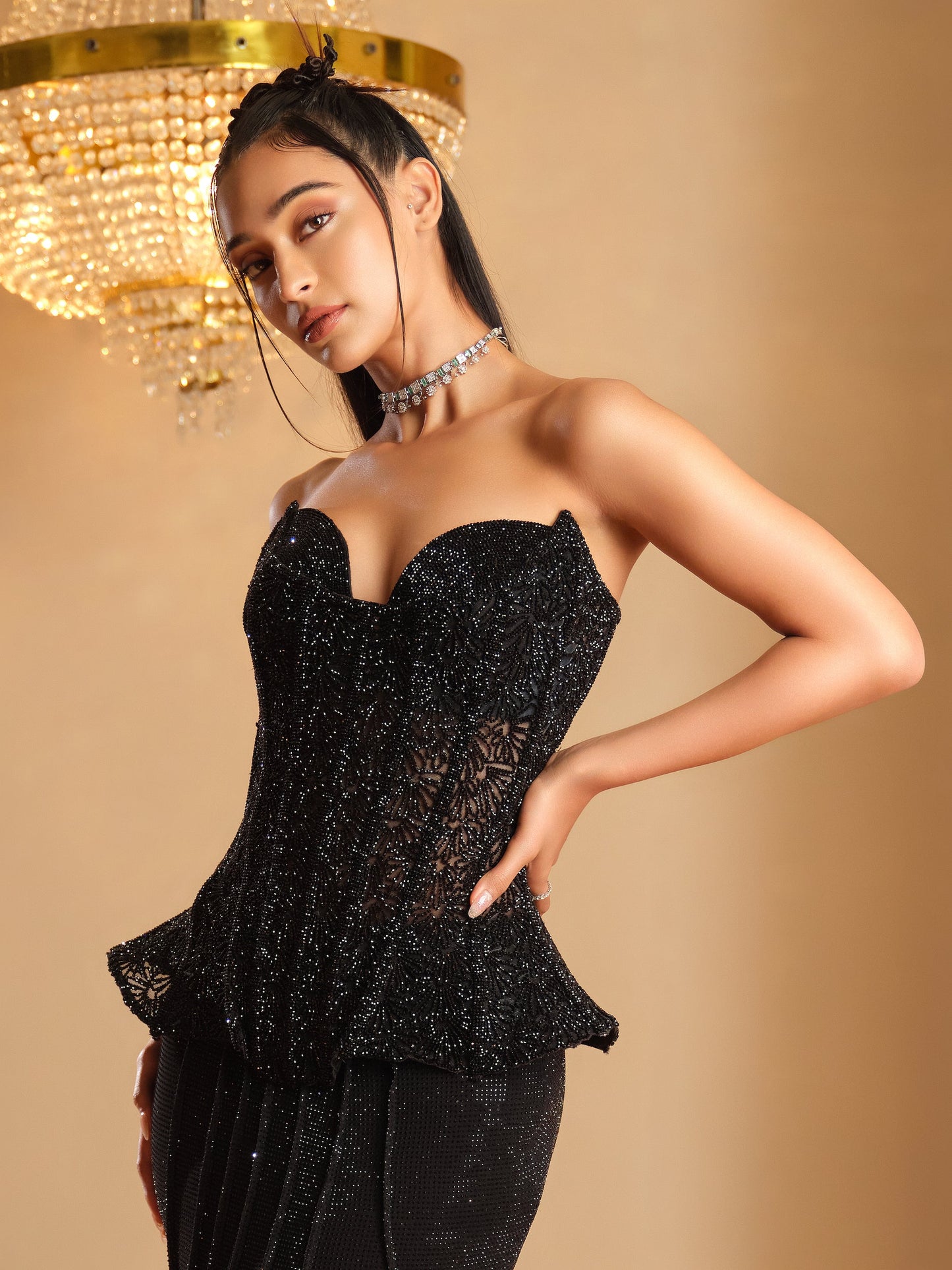 Mani Embellished Corset & Rhinestone Skirt