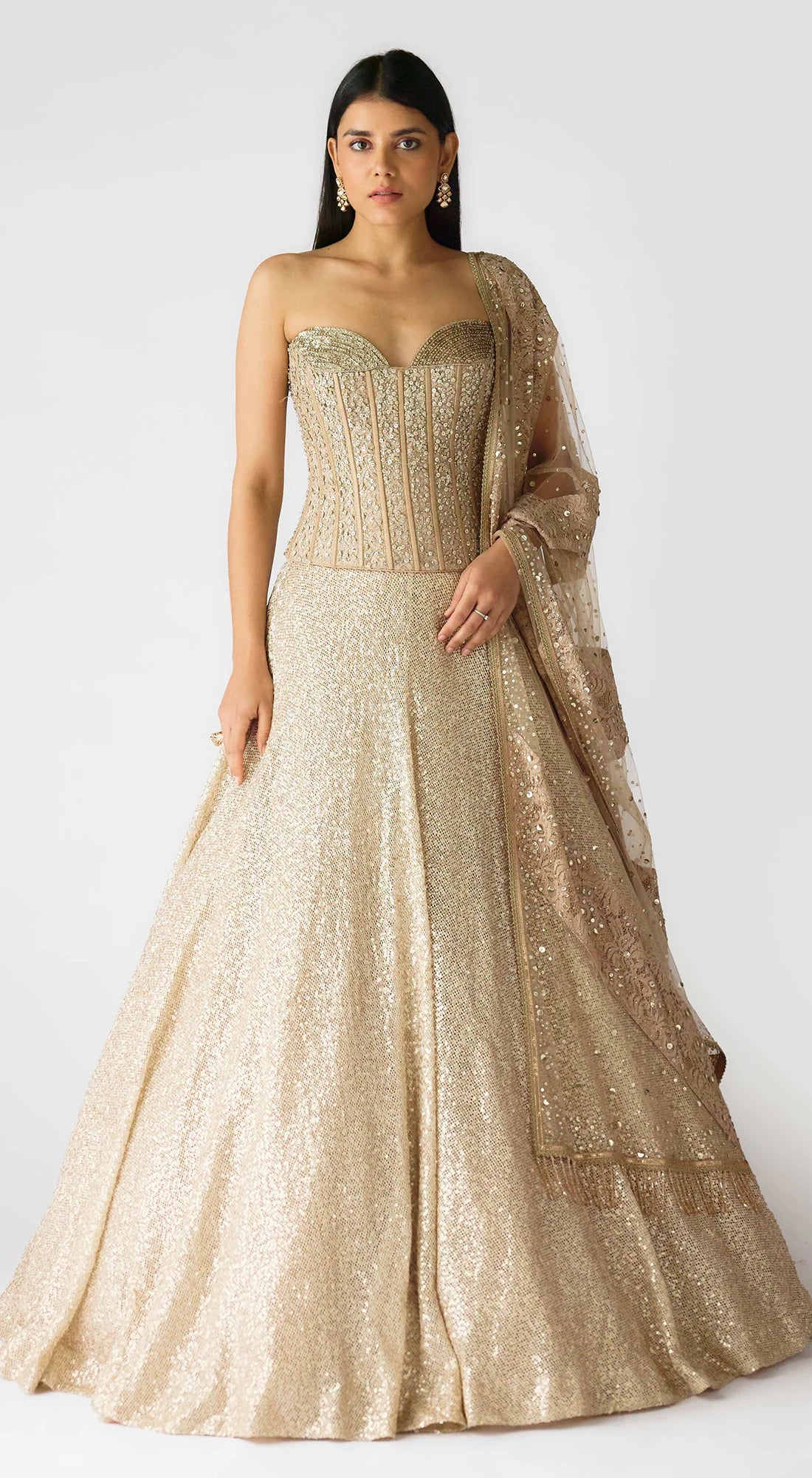 Champagne & Sparkle Corset Lehenga