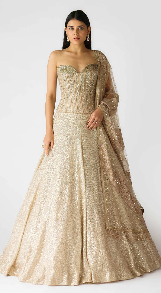 Champagne & Sparkle Corset Lehenga