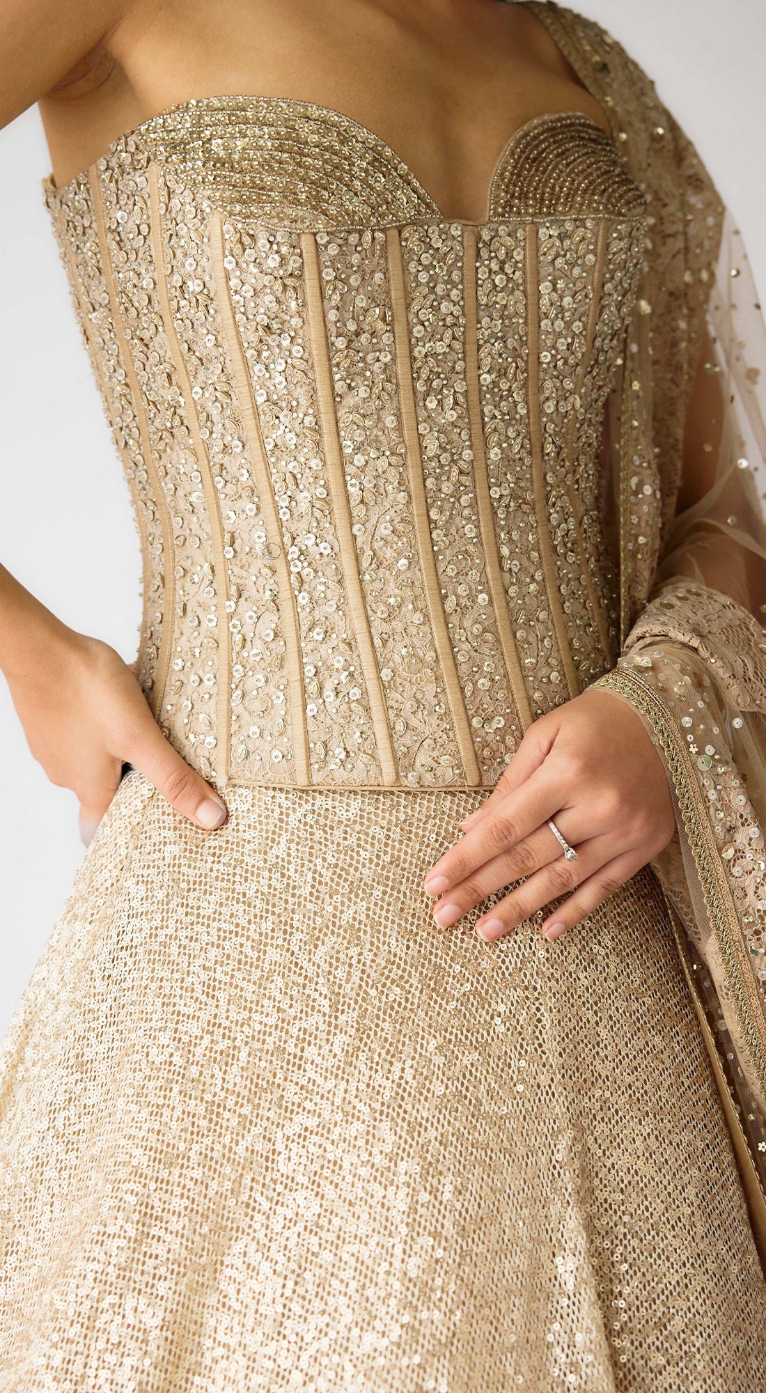 Champagne & Sparkle Corset Lehenga