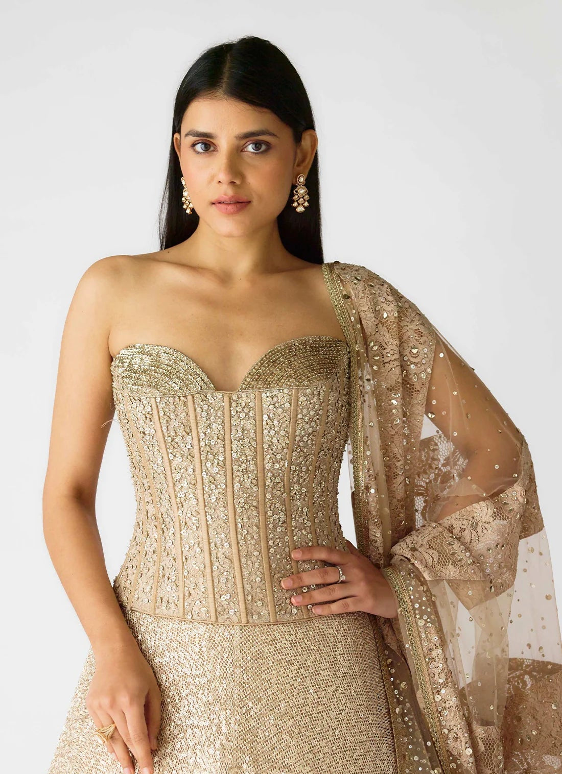 Champagne & Sparkle Corset Lehenga