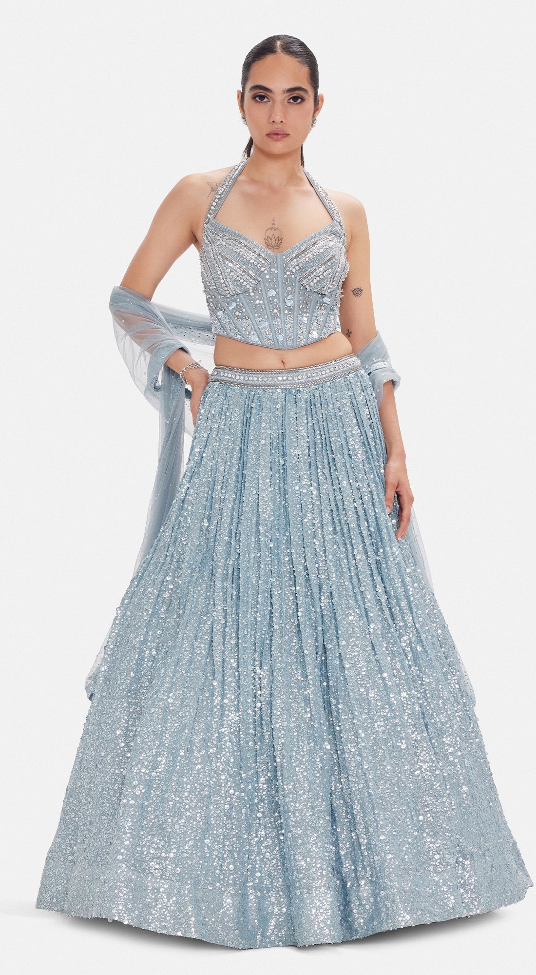 The Ice Comet Corset & Lehenga Set