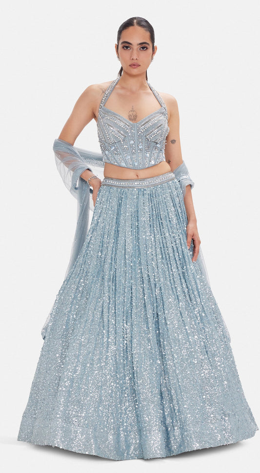 The Ice Comet Corset & Lehenga Set