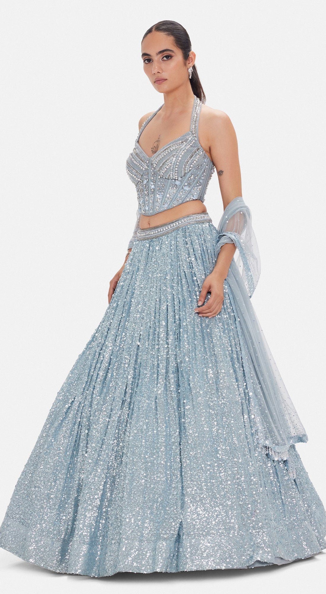 The Ice Comet Corset & Lehenga Set