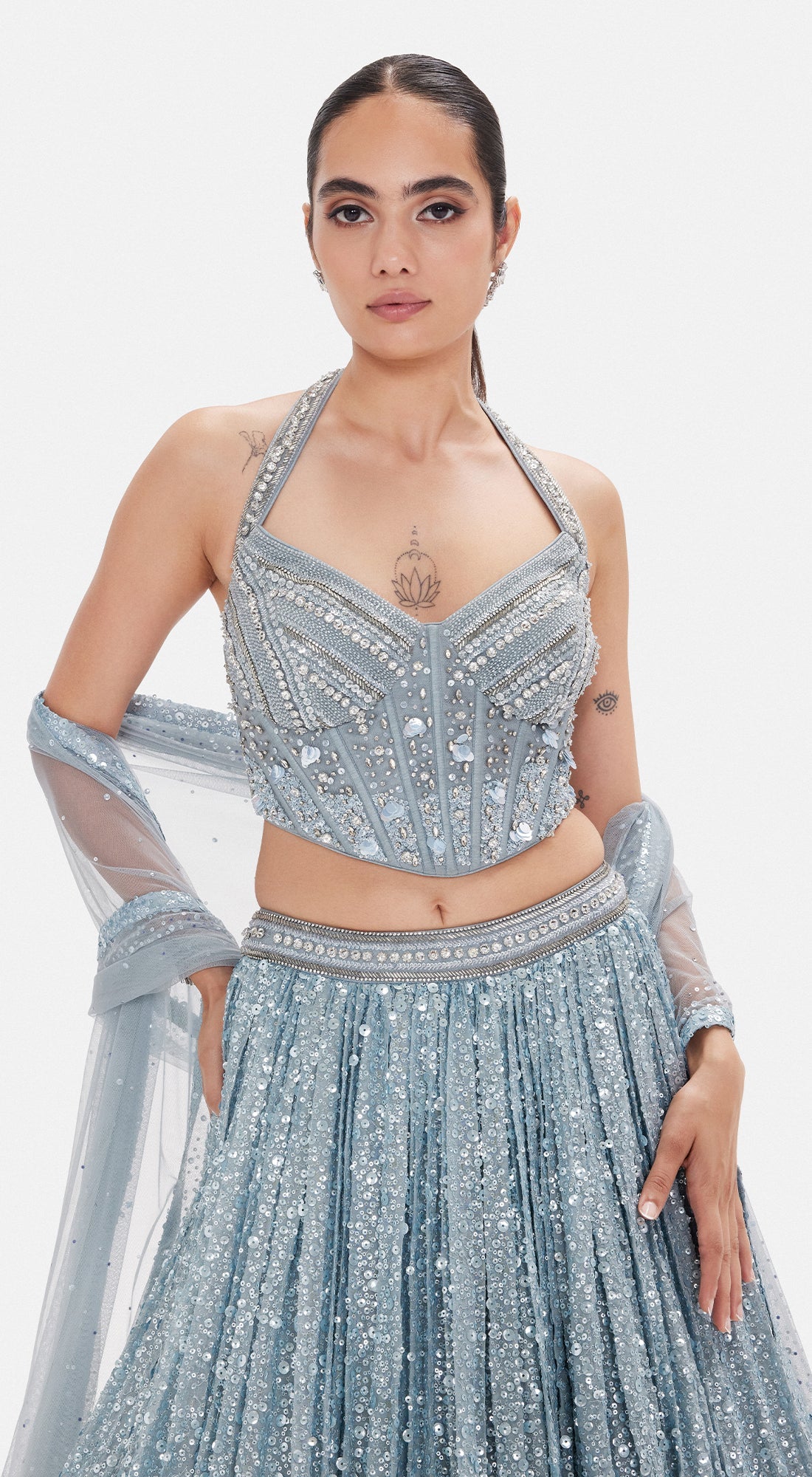 The Ice Comet Corset & Lehenga Set