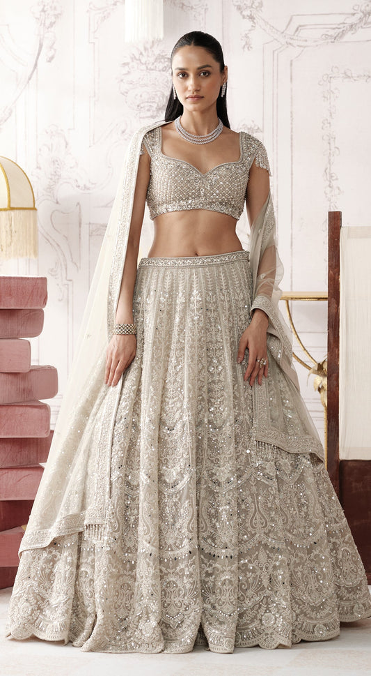 PLATINUM ECLAT EMBROIDERED LEHENGA SET