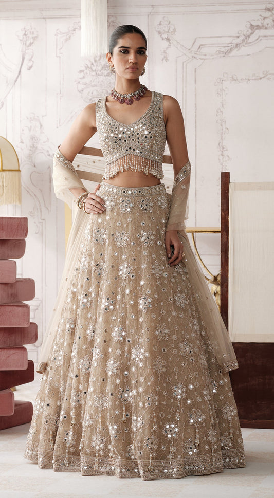 CHAMPAGNE RADIANCE EMBROIDERED LEHENGA SET