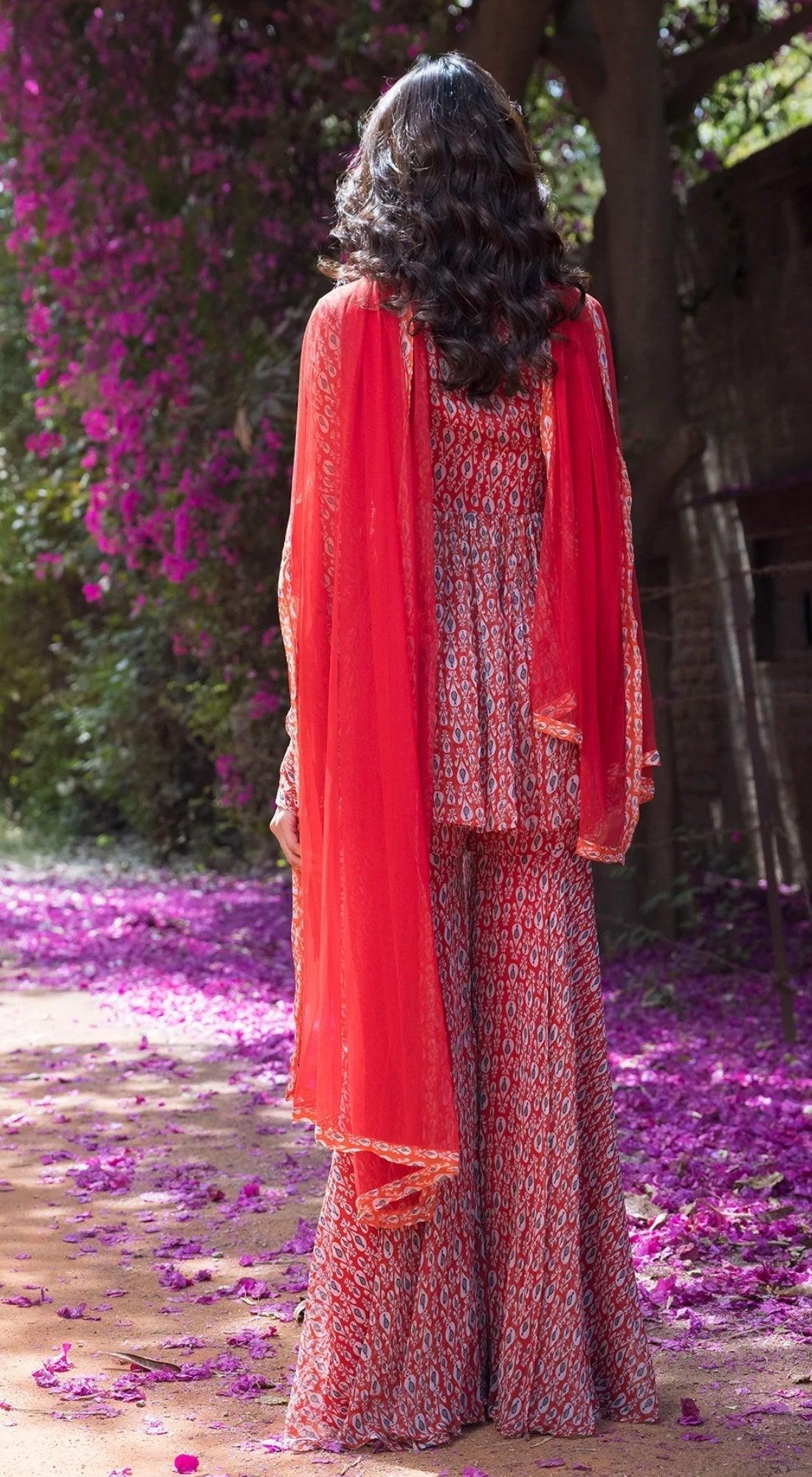 Blush Dynasty Peplum Sharara Set