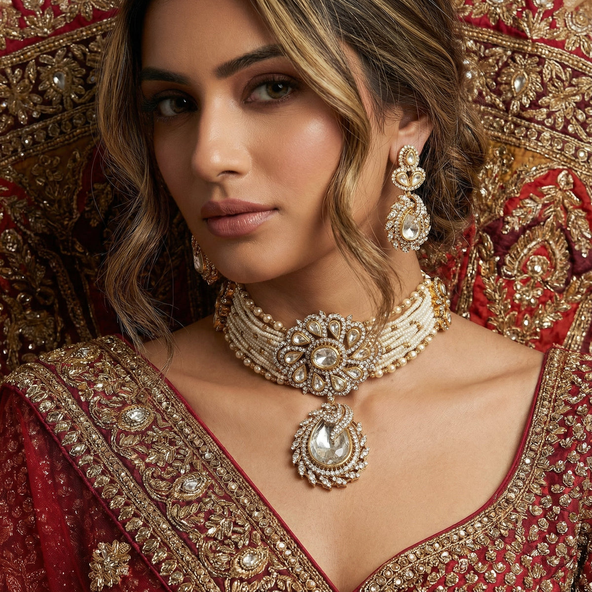 Rajwadi Pearl Choker Set