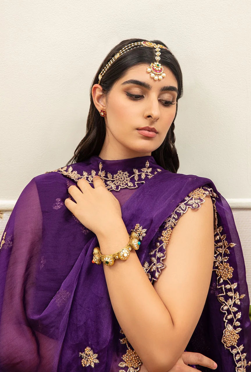 Purple Velvet kurta & sharara with dupatta