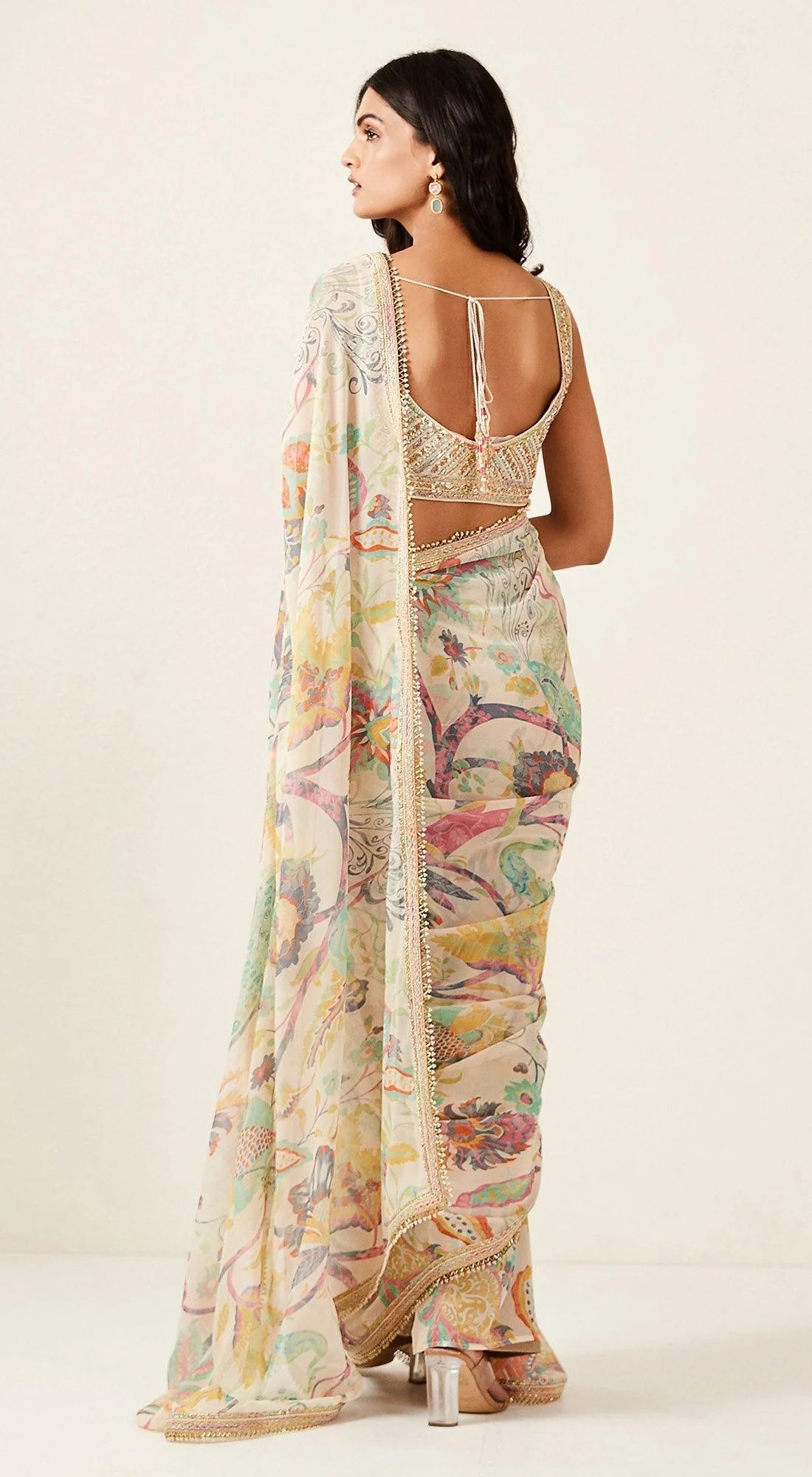 Multicoloured Printed Saree