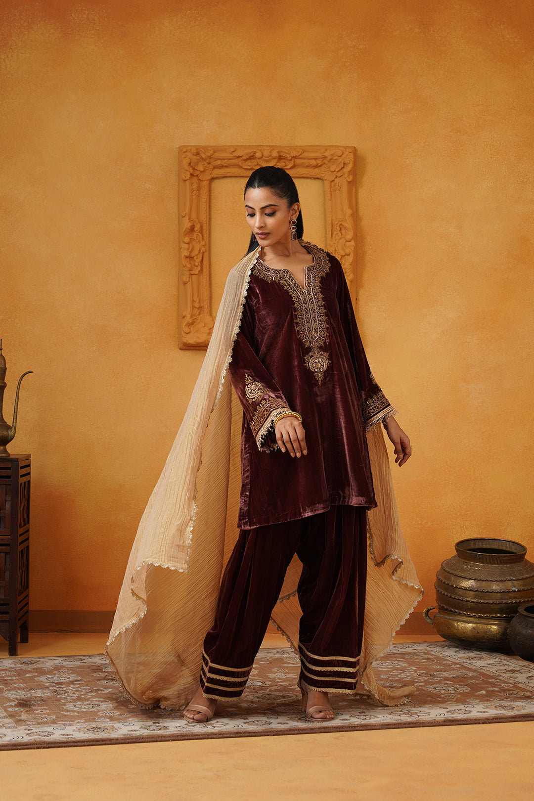 Mariyam Velvet Embroidered Suit Set