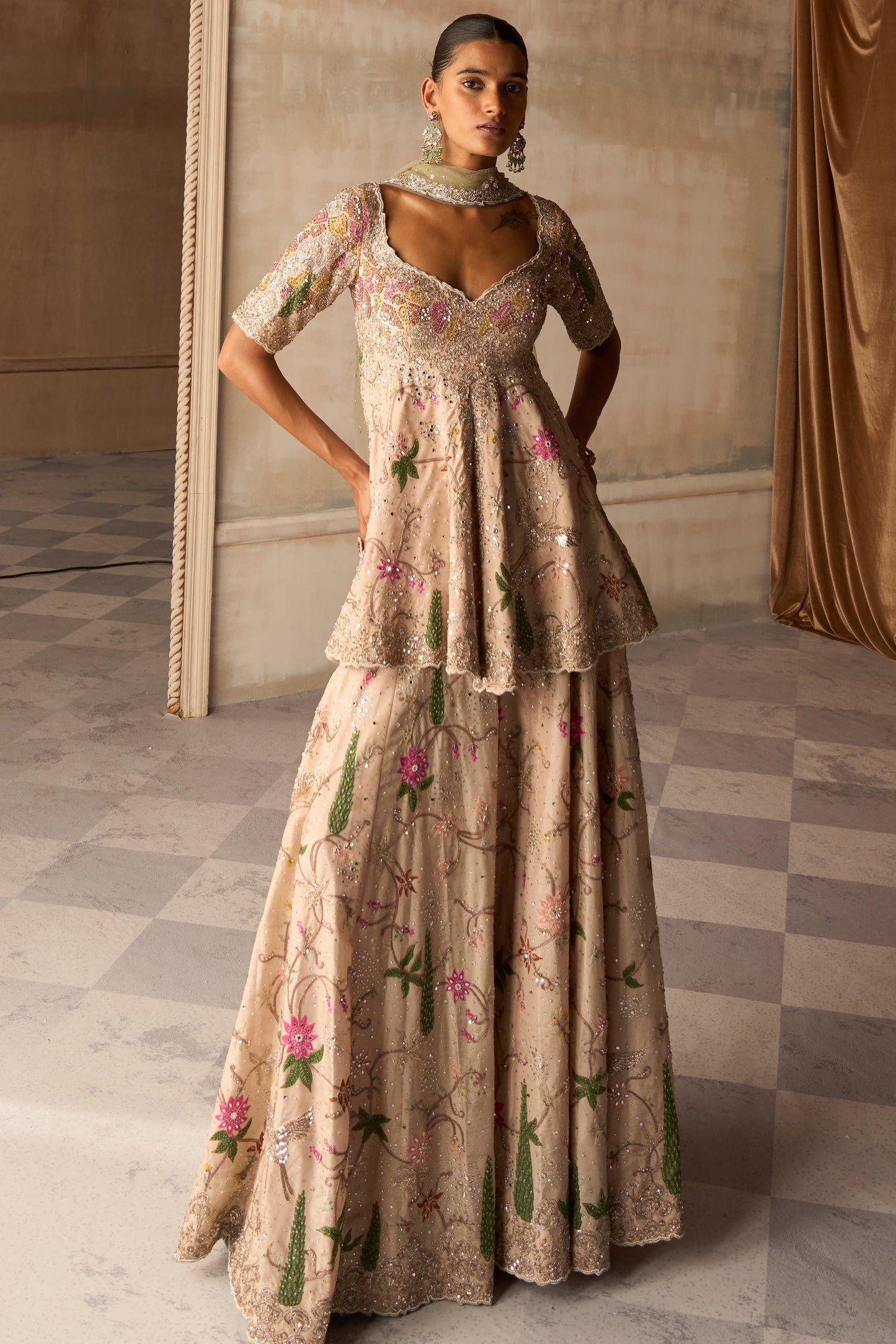 The Amanbagh Aged Apricot Sharara