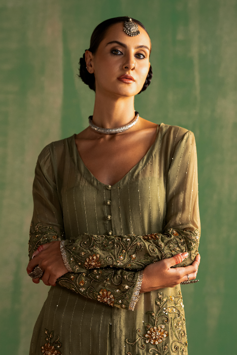 SAGE GREEN GHARARA SET