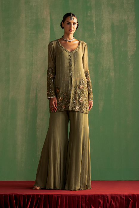 SAGE GREEN GHARARA SET